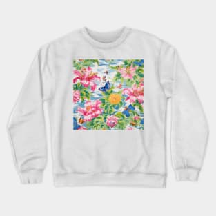 Butterflies and tiger lilies garden Crewneck Sweatshirt